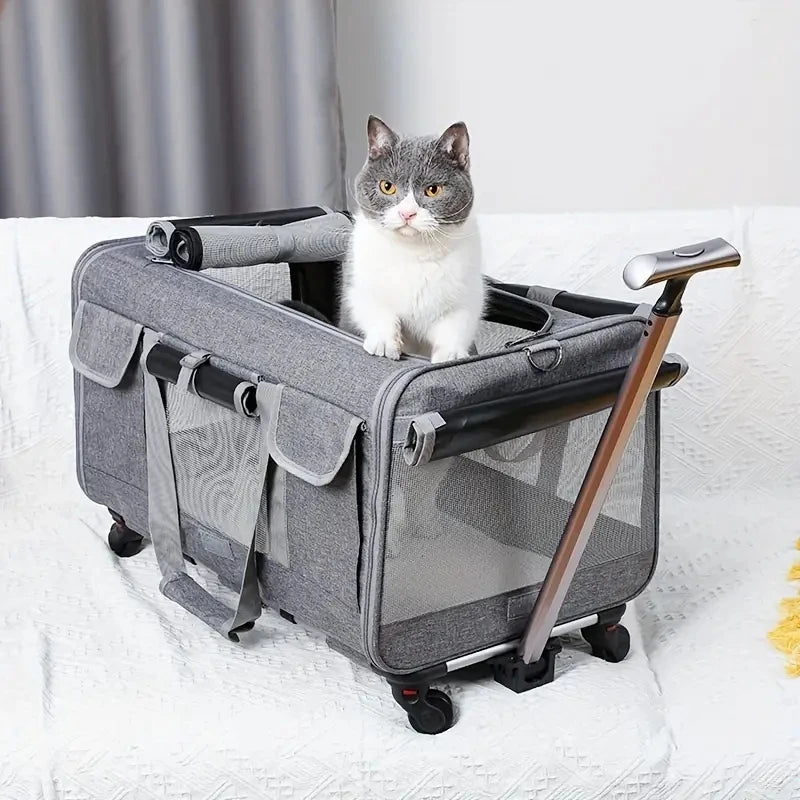 Large Portable Pet Trolley Case, Detachable, Foldable
