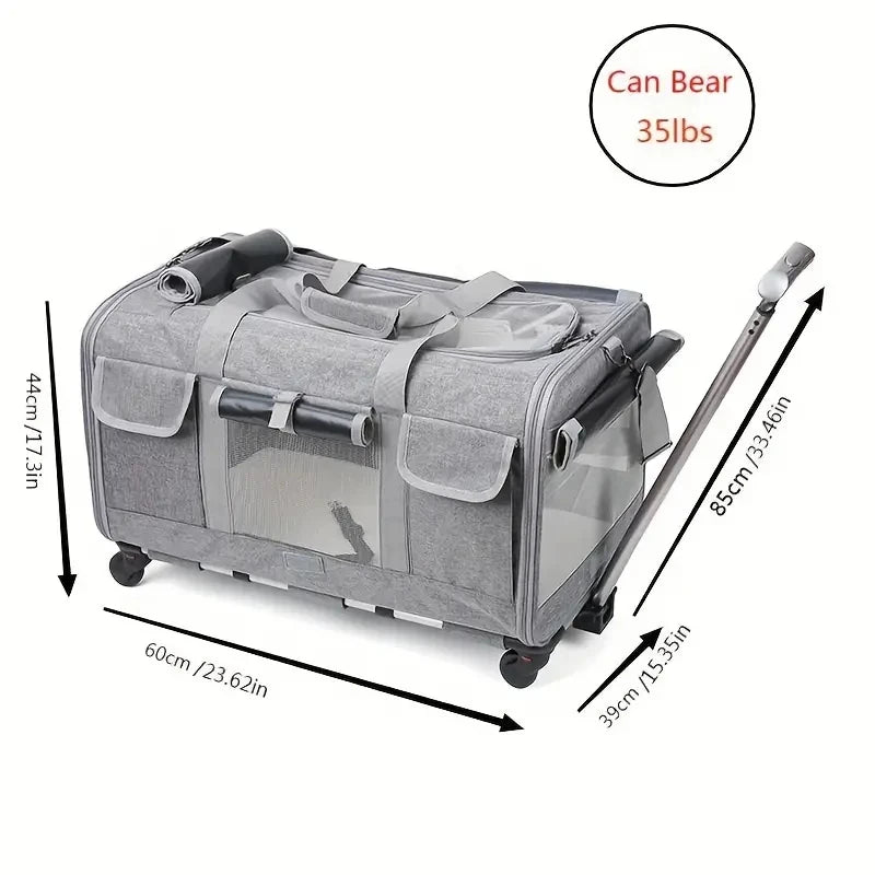 Large Portable Pet Trolley Case, Detachable, Foldable