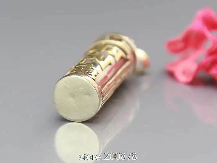 Tibetan Brass Cylinder Amulet Pendant  Locket