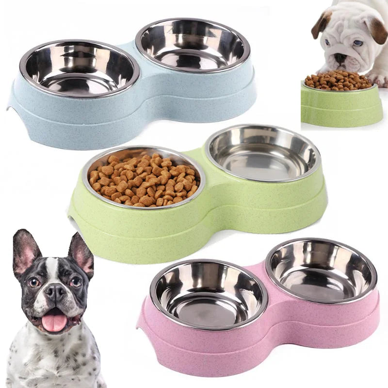 Double Bowls, Stainless Steel Pet Feeder
