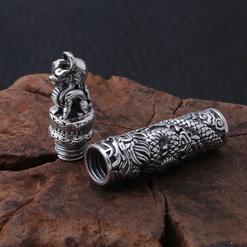 Pure Silver Mighty Flying Dragon Necklace Pendant