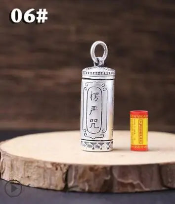 100% Pure Silver Tibetan Buddhist Prayer Pendant
