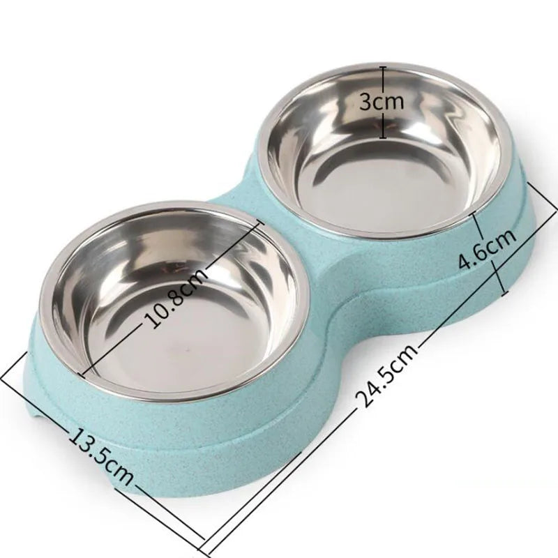 Double Bowls, Stainless Steel Pet Feeder