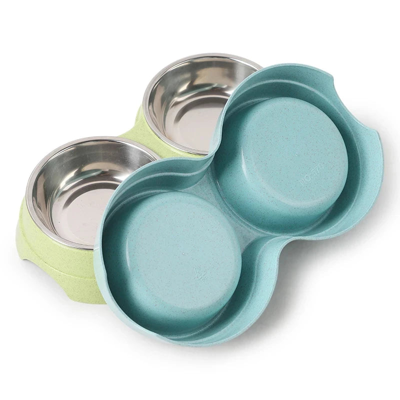 Double Bowls, Stainless Steel Pet Feeder