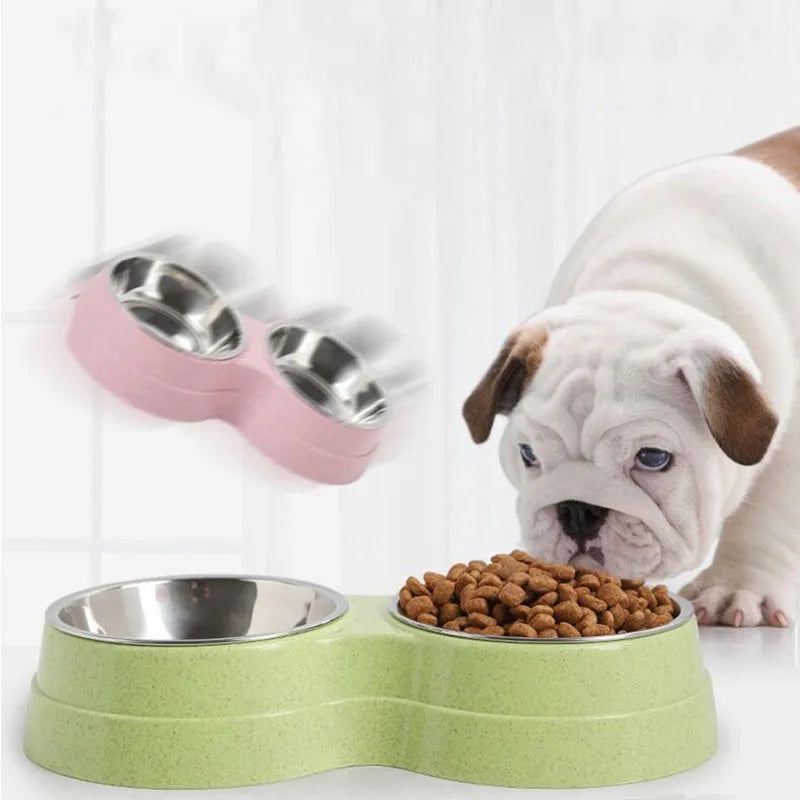 Double Bowls, Stainless Steel Pet Feeder