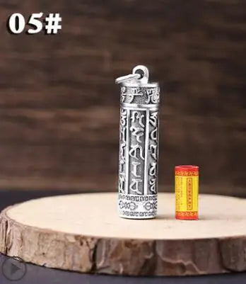 100% Pure Silver Tibetan Buddhist Prayer Pendant