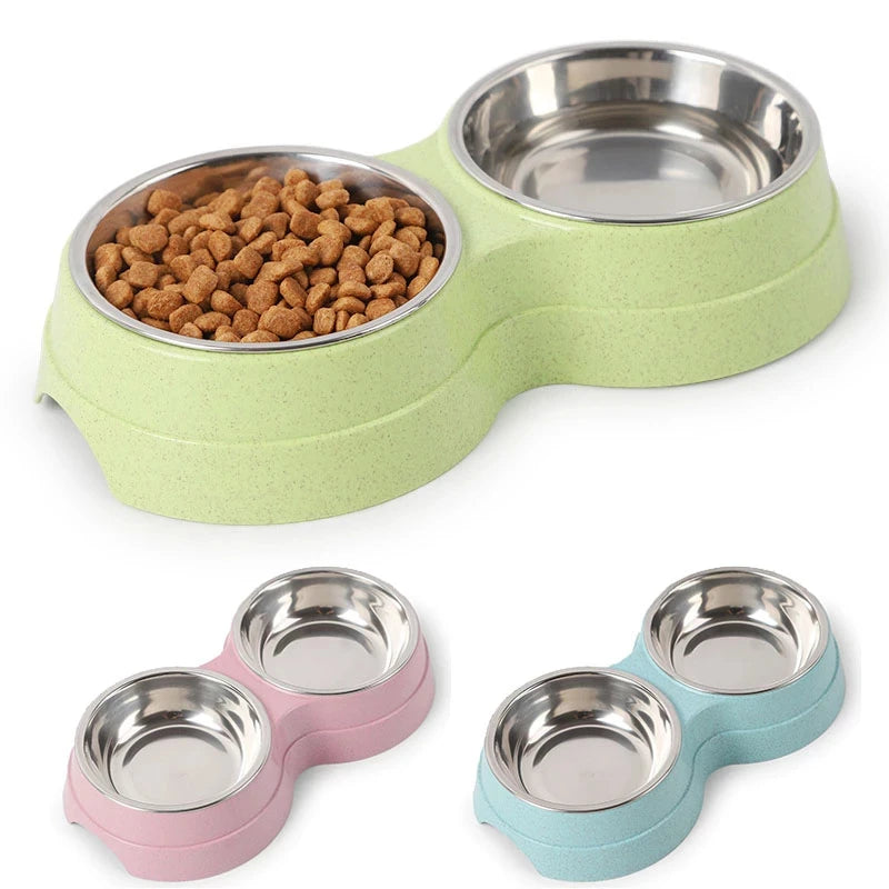 Double Bowls, Stainless Steel Pet Feeder