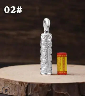 100% Pure Silver Tibetan Buddhist Prayer Pendant
