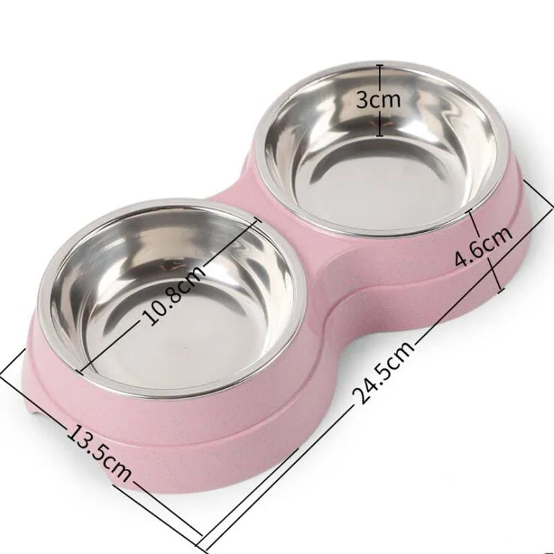 Double Bowls, Stainless Steel Pet Feeder