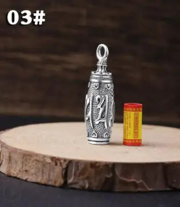 100% Pure Silver Tibetan Buddhist Prayer Pendant