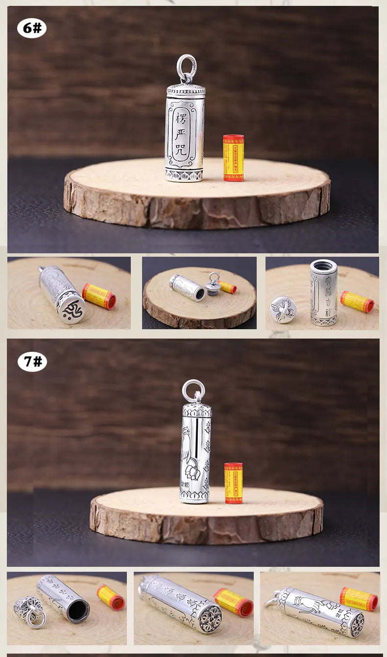 100% Pure Silver Tibetan Buddhist Prayer Pendant