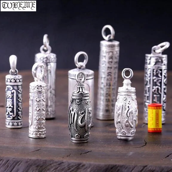 100% Pure Silver Tibetan Buddhist Prayer Pendant