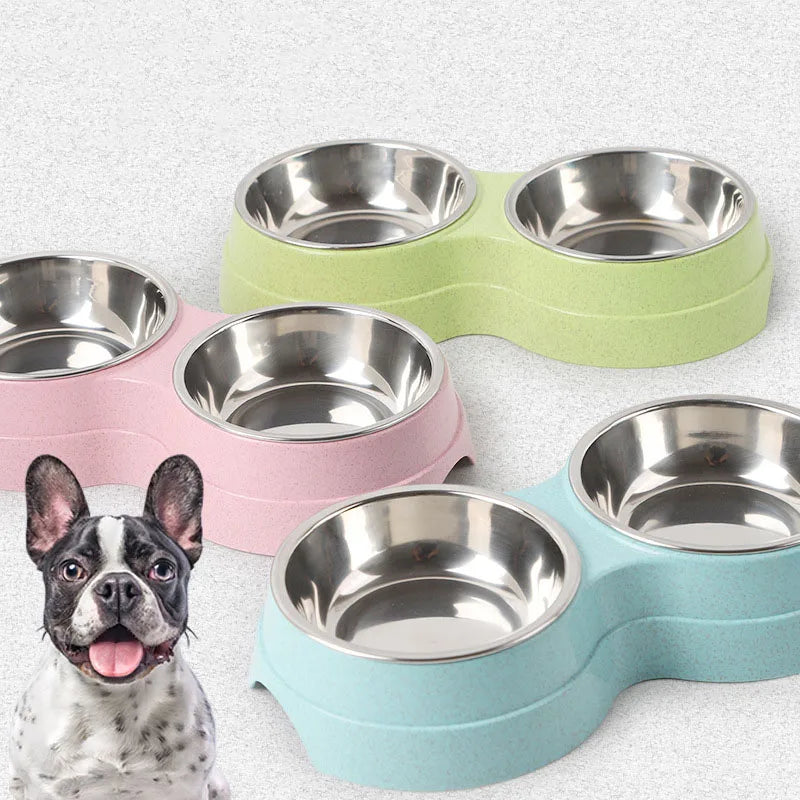 Double Bowls, Stainless Steel Pet Feeder