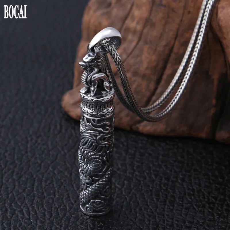 Pure Silver Mighty Flying Dragon Necklace Pendant