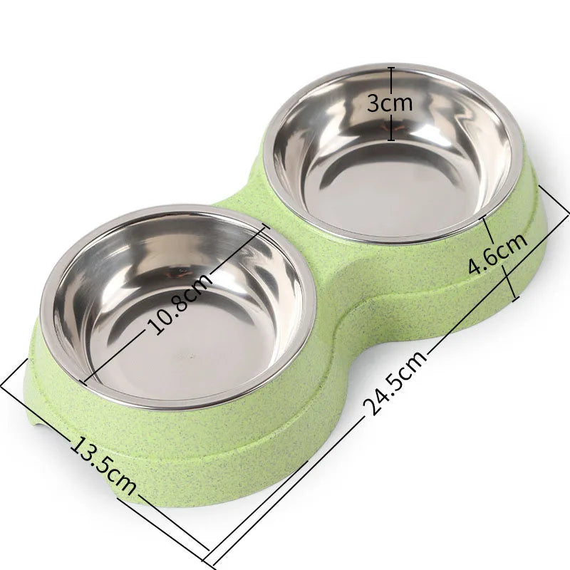 Double Bowls, Stainless Steel Pet Feeder