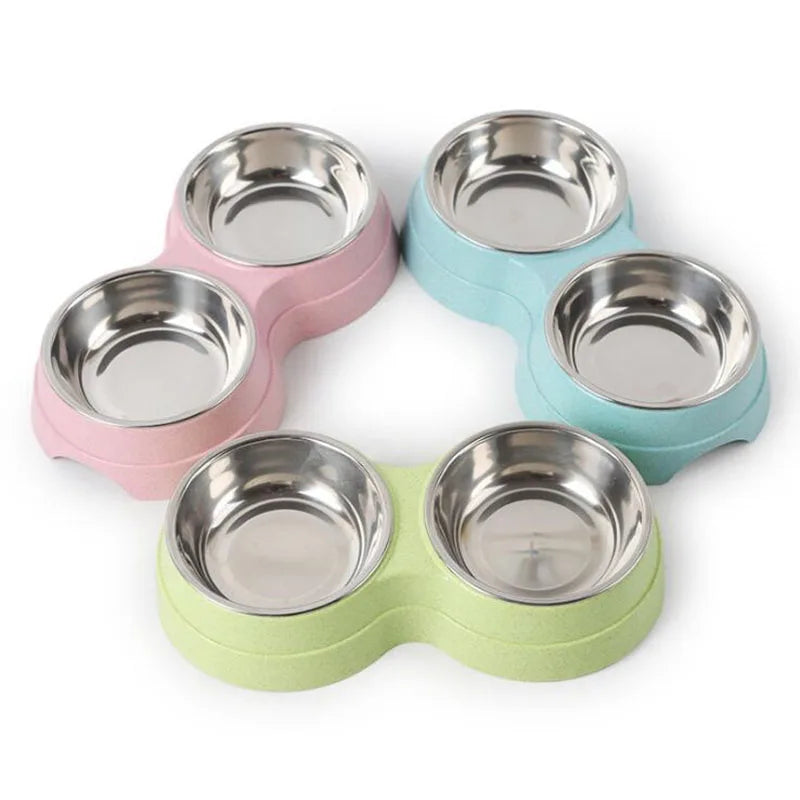 Double Bowls, Stainless Steel Pet Feeder