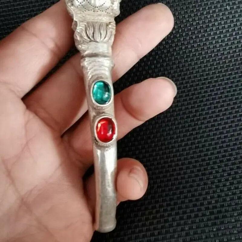 Old Chinese Hand-Carved Dragon inlay Pipe