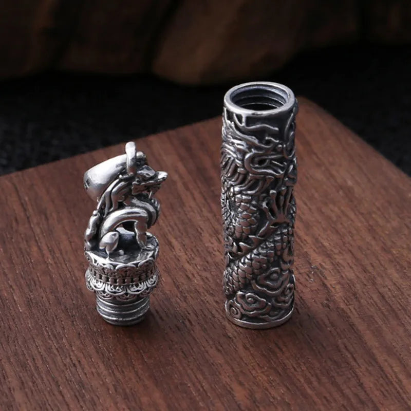 Pure Silver Mighty Flying Dragon Necklace Pendant
