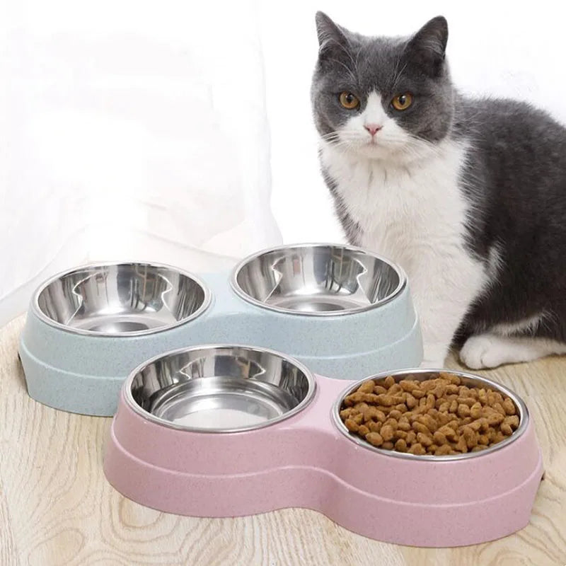 Double Bowls, Stainless Steel Pet Feeder