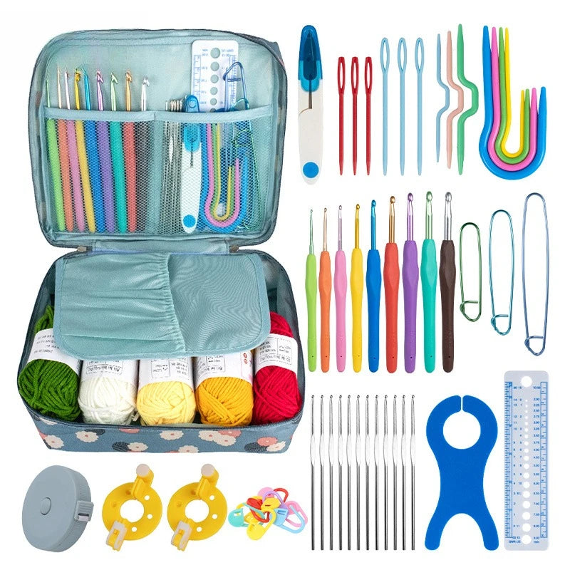 Complete Set of Crochet Knitting Materials; Portable Bag