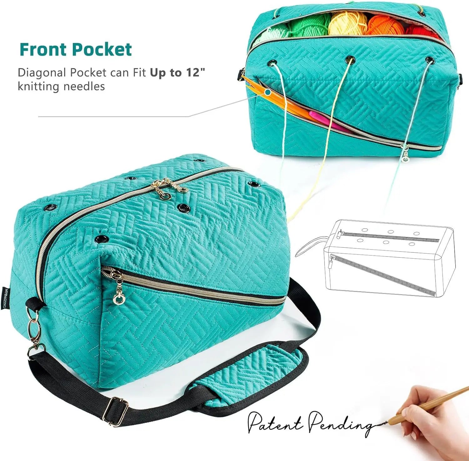 Crochet Accessories Organizer Bag With Yarn Holders