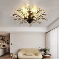 Vintage Black Branch Crystal Chandelier, 5-Light