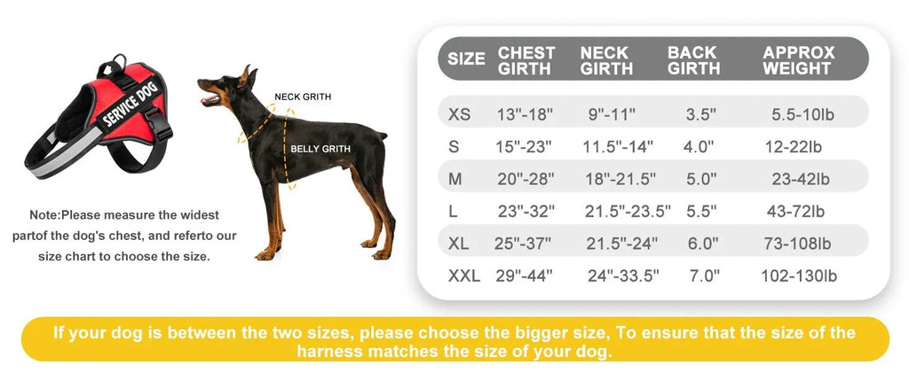 Service Dog Vest Harness; Chest Strap