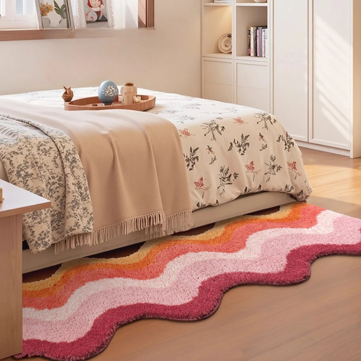 Irregular Rainbow Plush Rug; 2 Colors, 4 Sizes