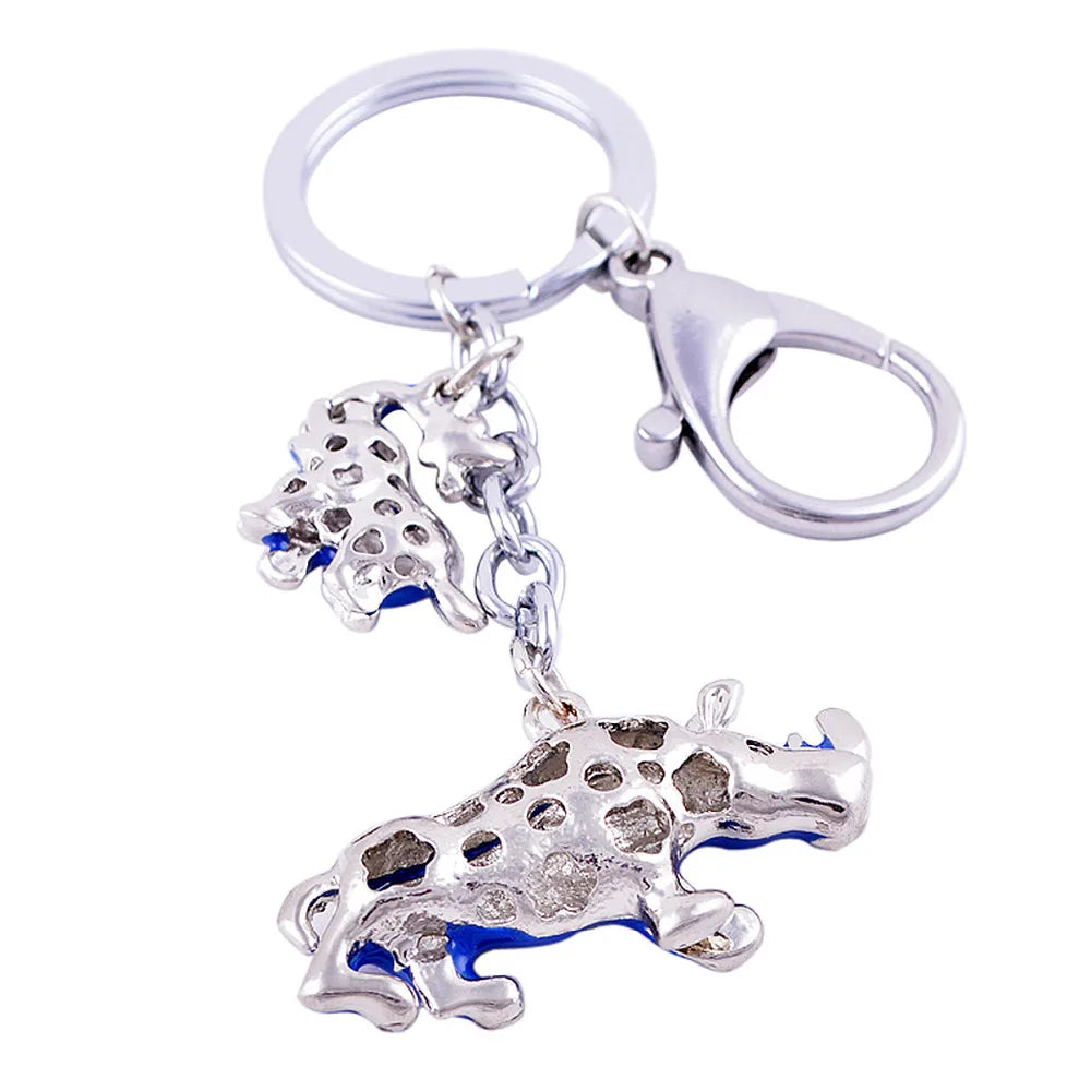 Blue Elephant, Rhino Protective Keychains; Feng Shui