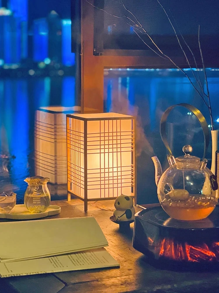 Japanese Style Bamboo, Rice Paper Accent Lamp