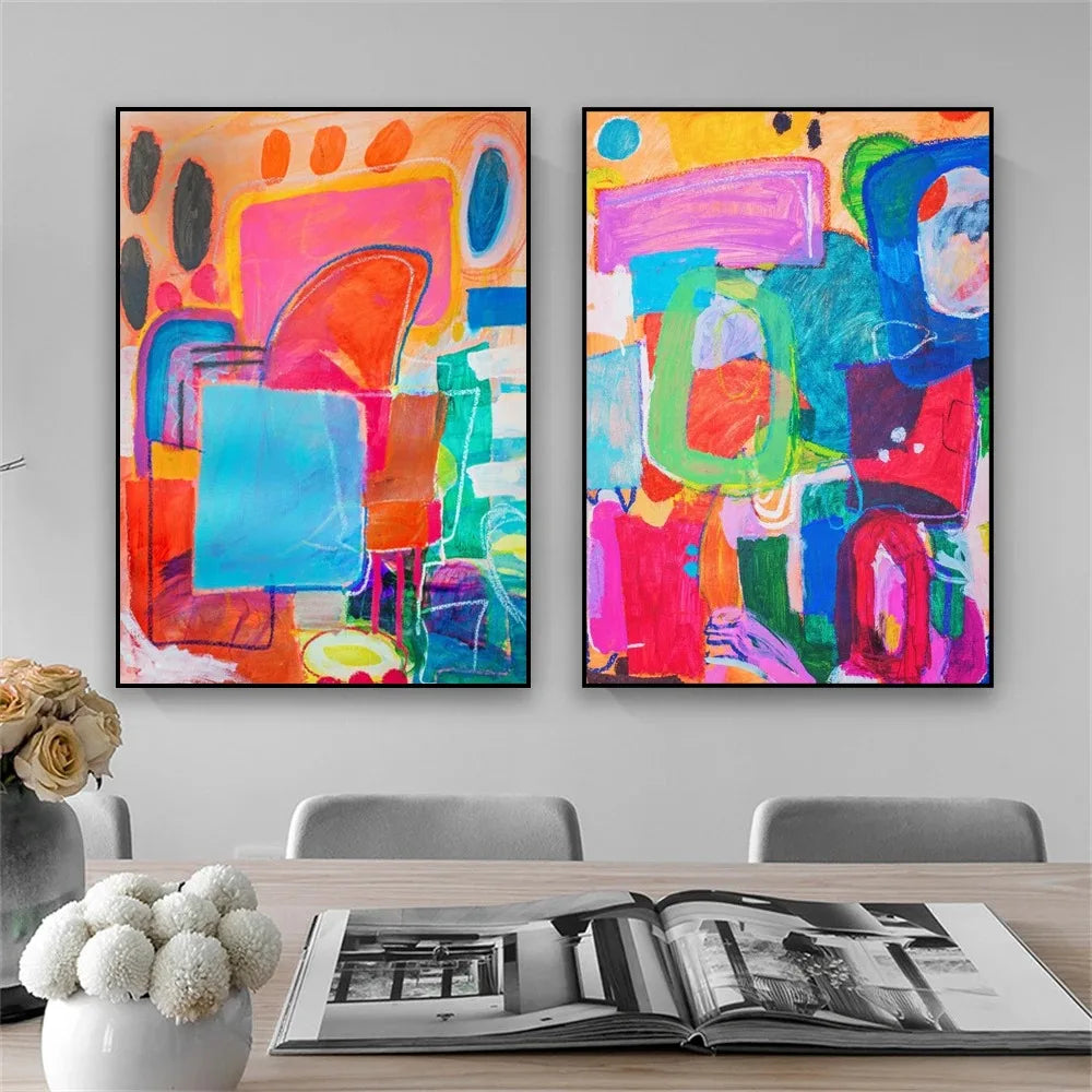 Abstract Mid Century Wall Art Canvas
