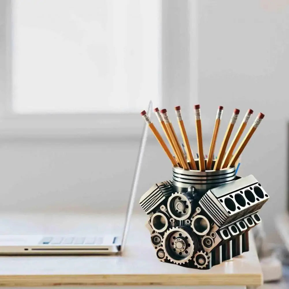 Creative Desktop Pencil Holder; V8 Car Engine