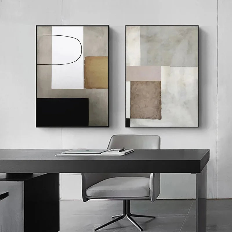 Minimalist Industrial Style Modern Abstract Canvas Artwork.