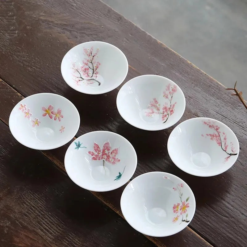 Japanese Style Ceramic Sakura Wine Sets, Handmade