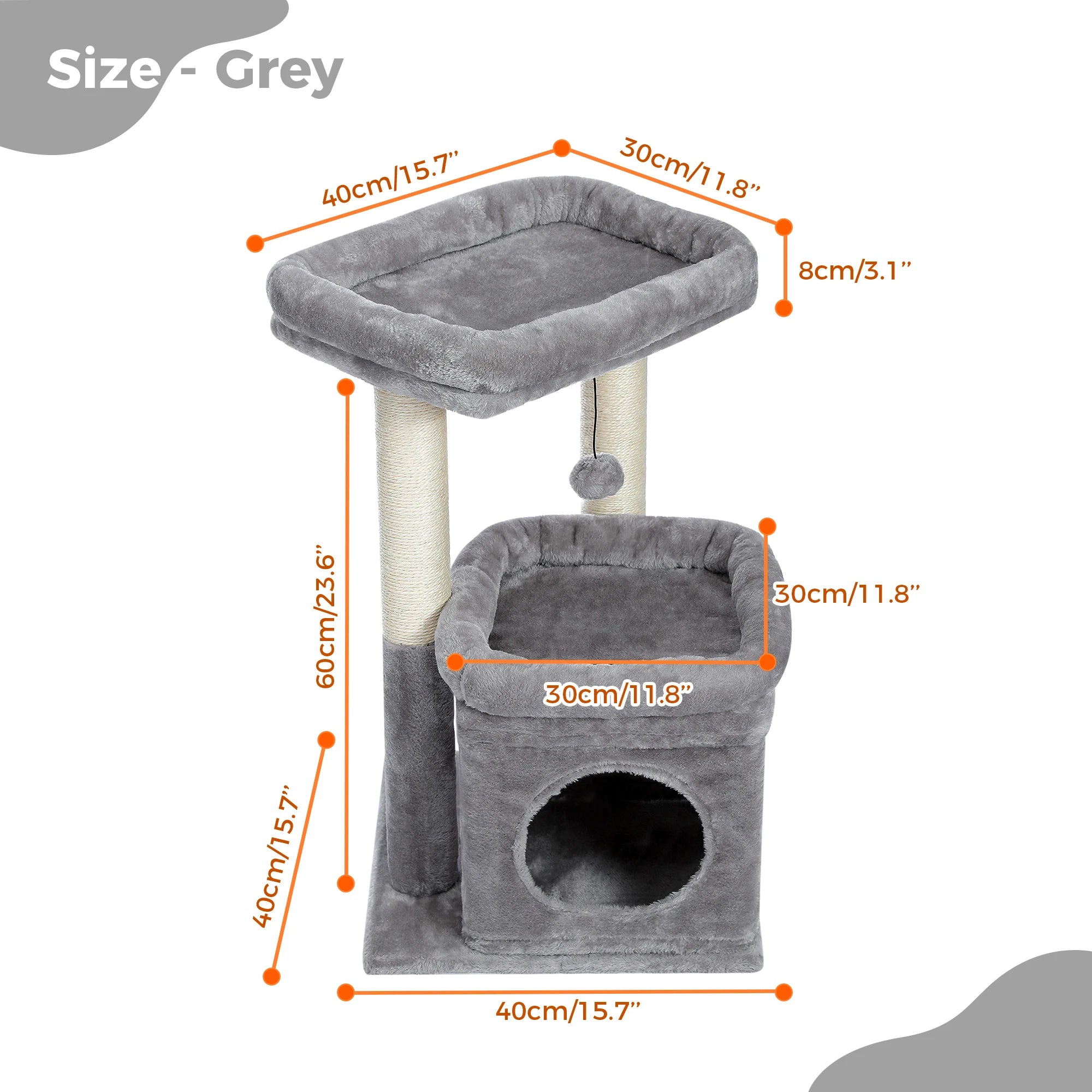 Spacious Cat Tower; Natural Sisal Scratching Posts