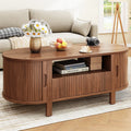 Mid-Century Oval  47" Fluted Coffee Table, 2 Colors