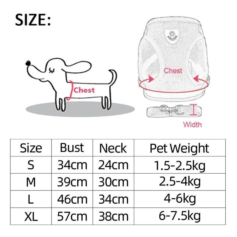 Dog Mesh Adjustable Harness & Leash