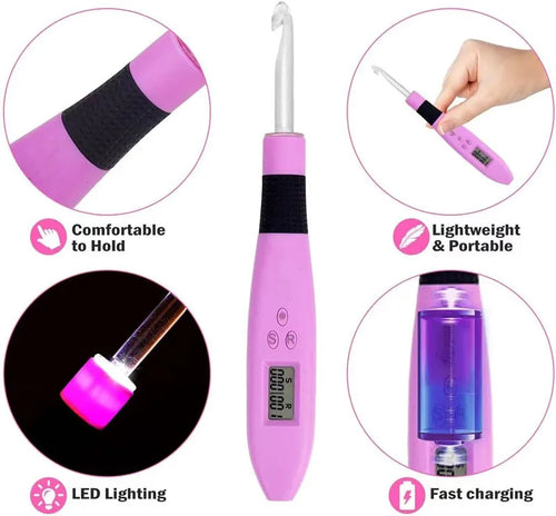 17pcs Crochet Hook Set, LED Counter, Case