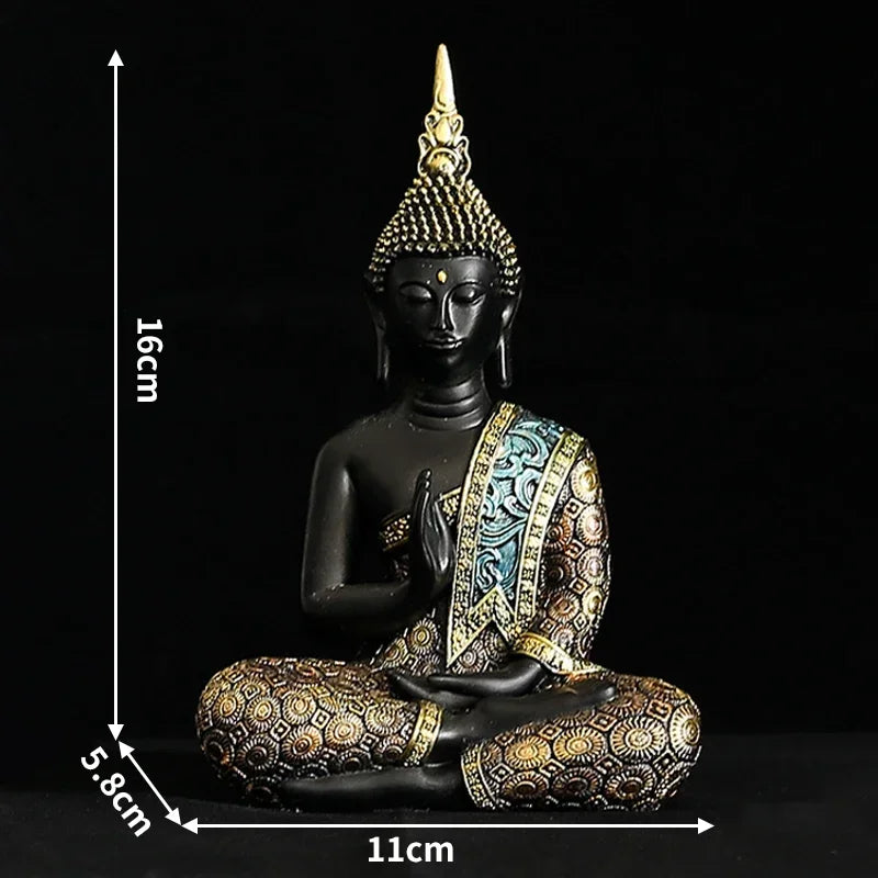 Buddha Sculpture, Green Resin, Handmade Fengshui Figurine