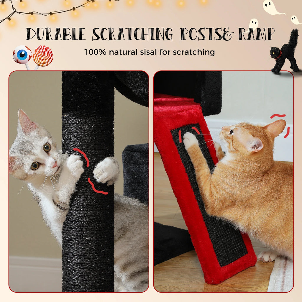 Spacious Cat Tower; Natural Sisal Scratching Posts