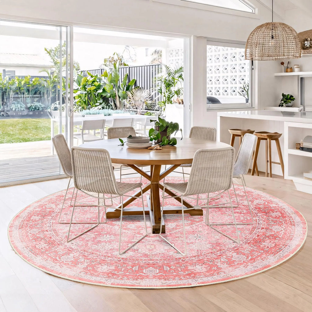 Boho Circle Area Rug, Washable, Non-Slip, 5 Sizes