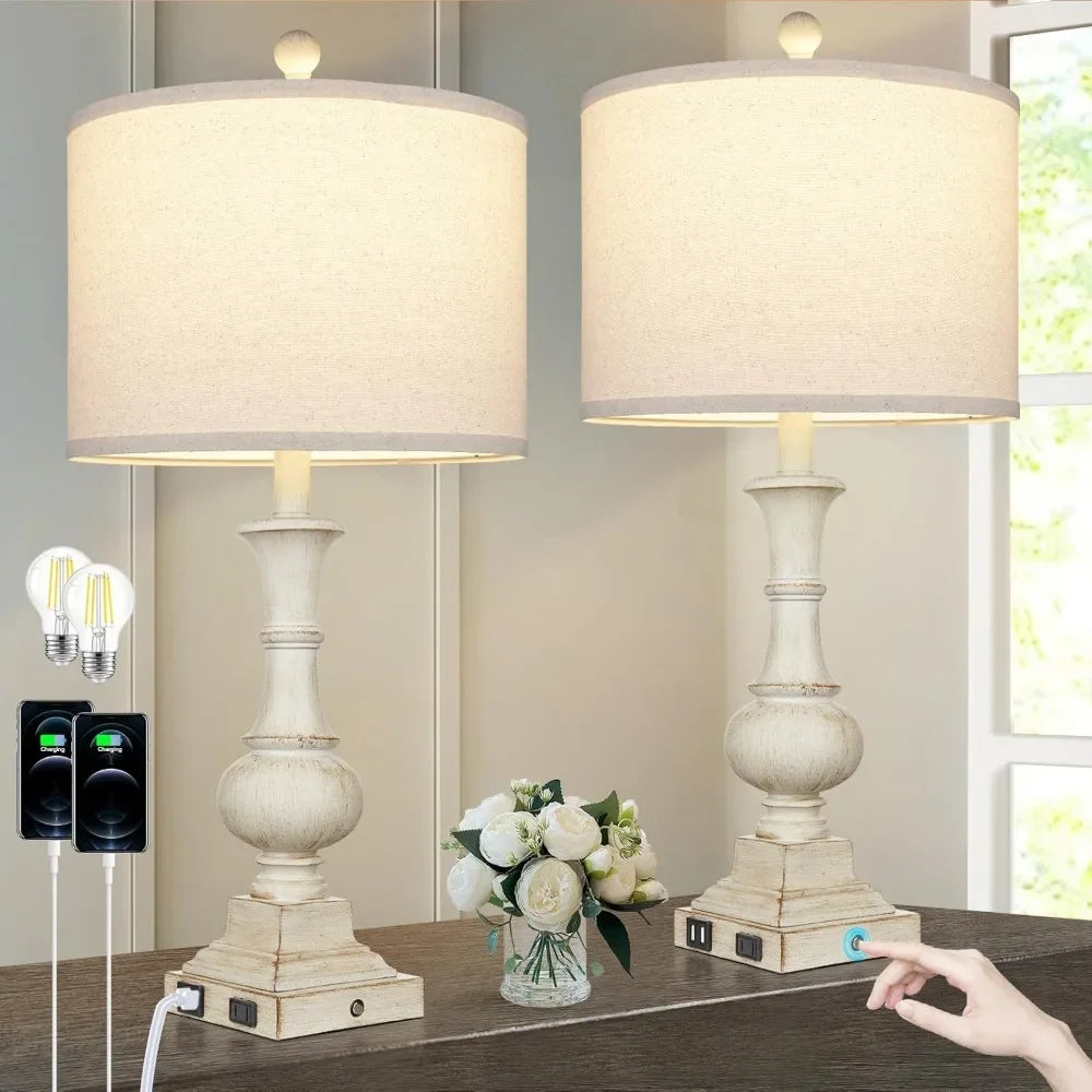 Retro Table Lamps, Set Of 2; Touch Control