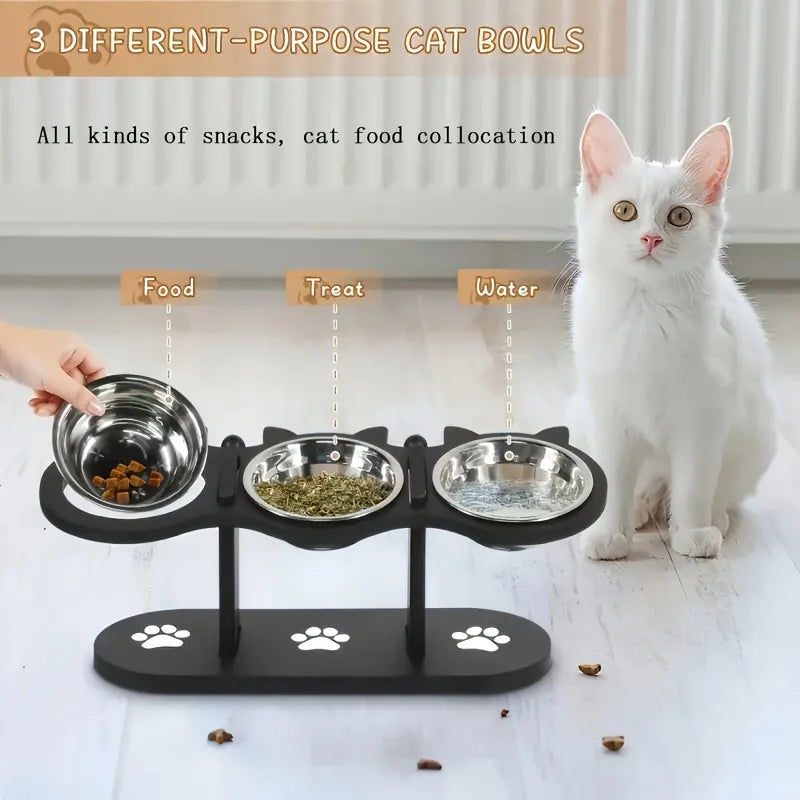 Adjustable 15-Degree Slanted Elevated Cat Feeder