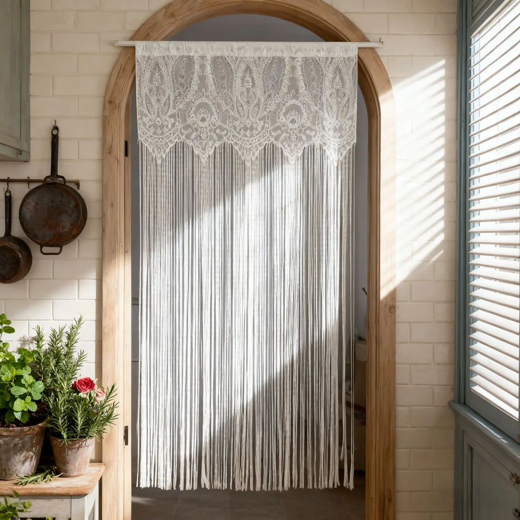 French Vintage Lace Tassel Door Curtain