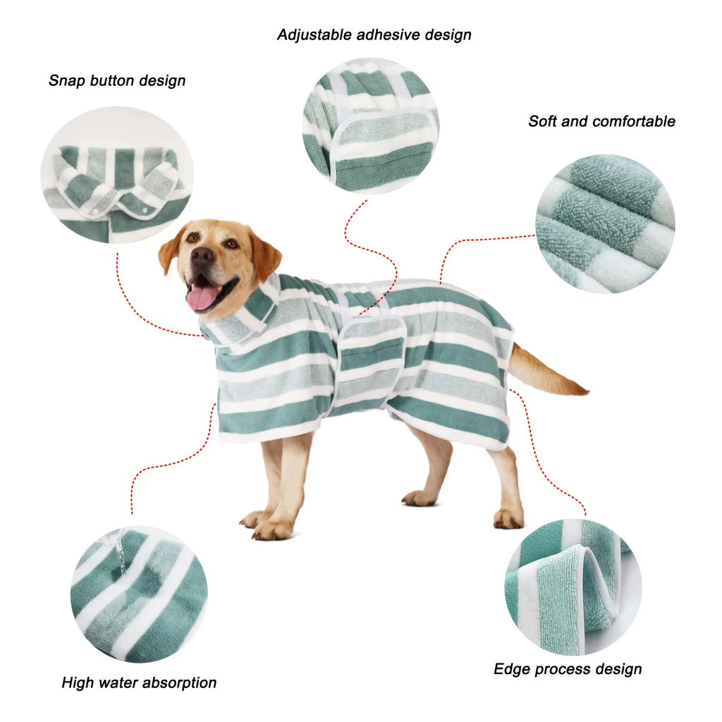 Fully Wrapped Dog Bathrobe Towel; Quick Drying