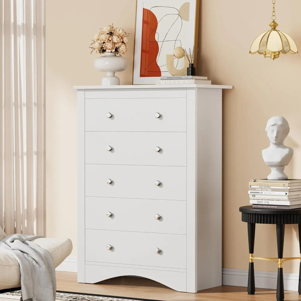 Contemporary 5-Drawer Dresser; Living Room TV Stand