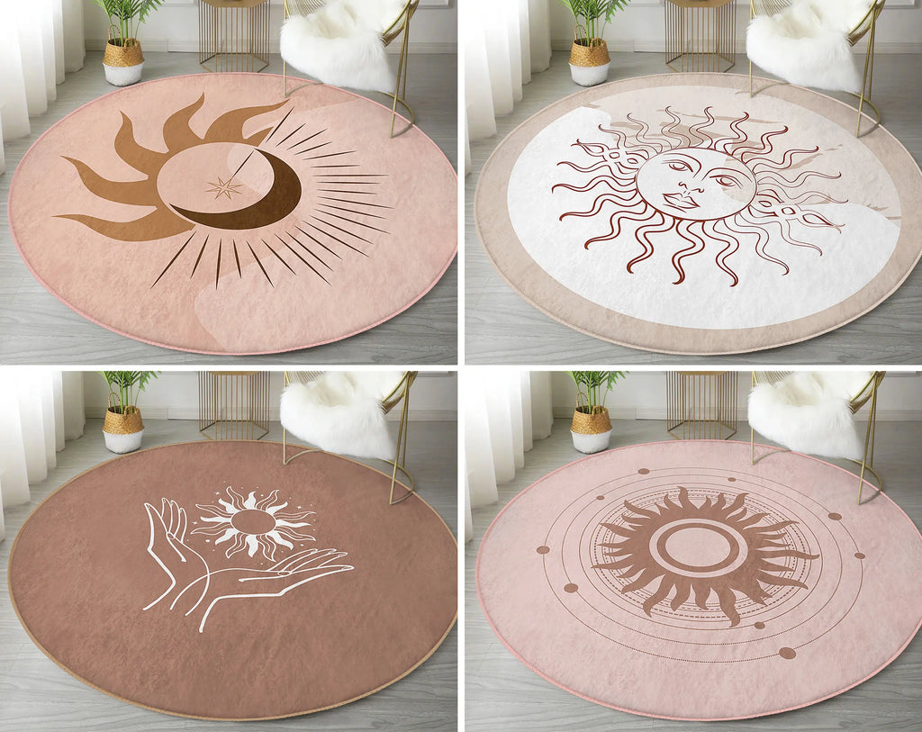 Spiritual Sun/Moon Mystic Rug; Non-Slip, 5 Designs, 2 Sizes