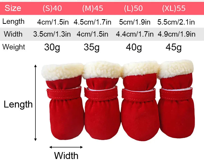 4pcs Winter Snow Boots for Dogs