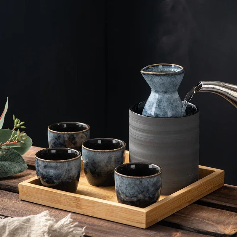 Handmade Japanese Style Sake Warmer & Cups