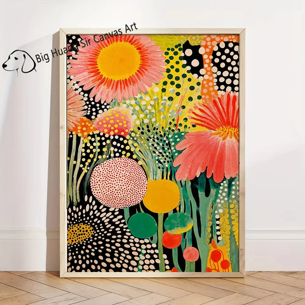 Yayoi Kusama Inspired Botanical Retro Artwork Prints